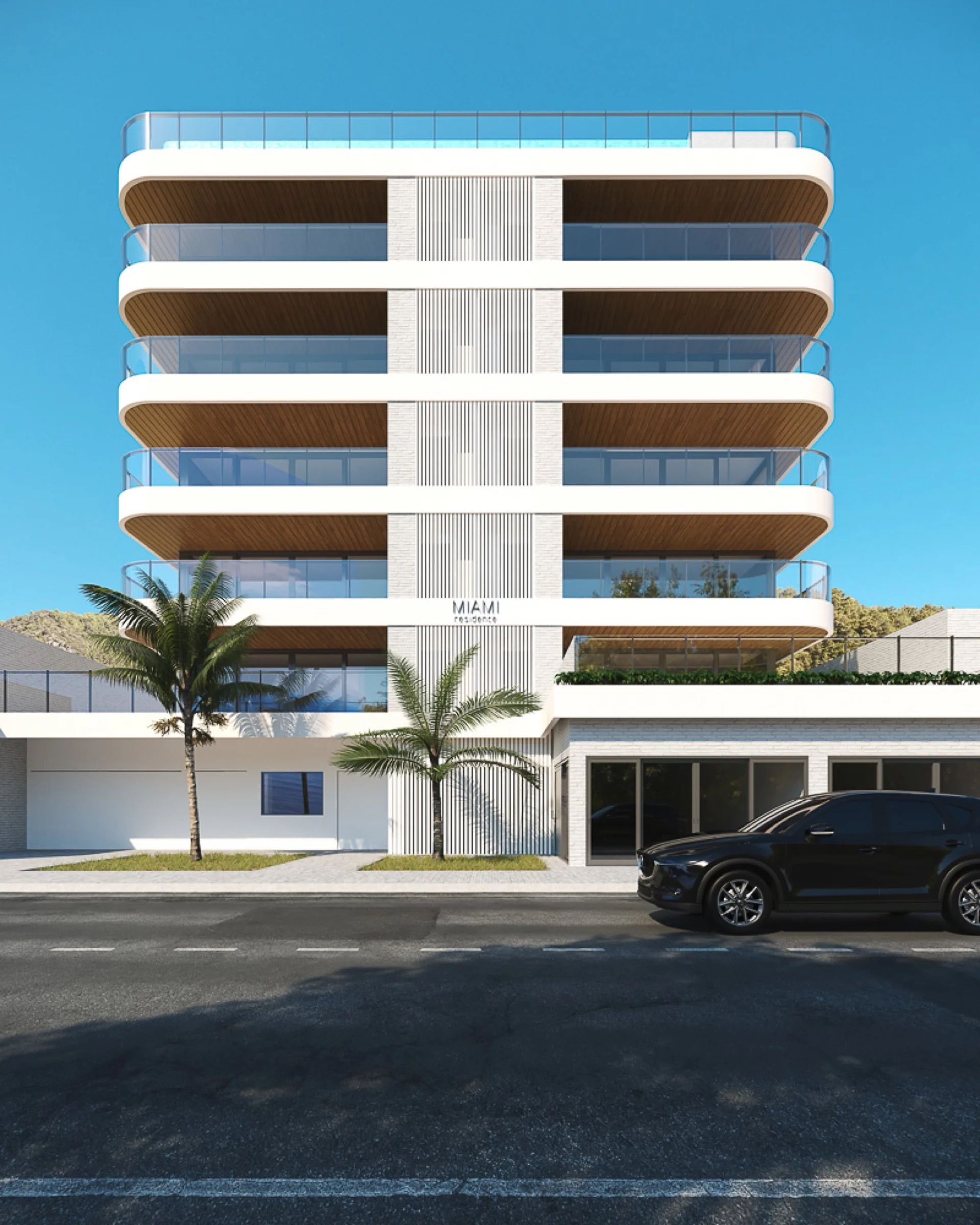 Fachada do Miami Residence frente à Praia do Itaguá